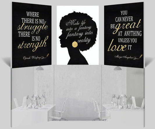 3 Piece Inspirational Wall Art, Office Pictures for Wall Decor, Motivational Quote Canvas Wall Art for Women, Inspirational Quote Poster Framed Artwork for Home Study Room Wall Decoration 12”x18”x3Pcs