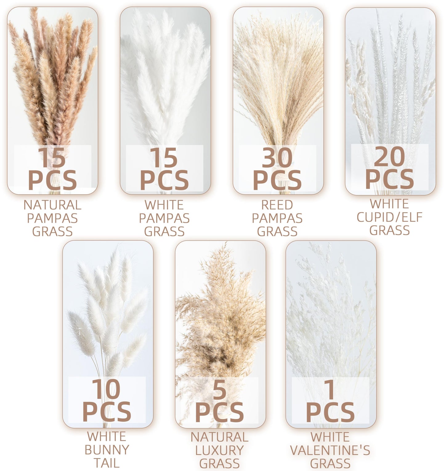 96PCS Natural Dried Pampas Grass Boho Home Decor Bouquet Phragmites Dried Flowers Bouquet for Wedding Floral Arrangements Home Decorations (96PCS)